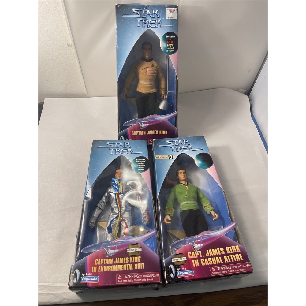 Lot of 3 Star Trek Captain Kirk 9" Action Figure New Playmates - Picture 11 of 11